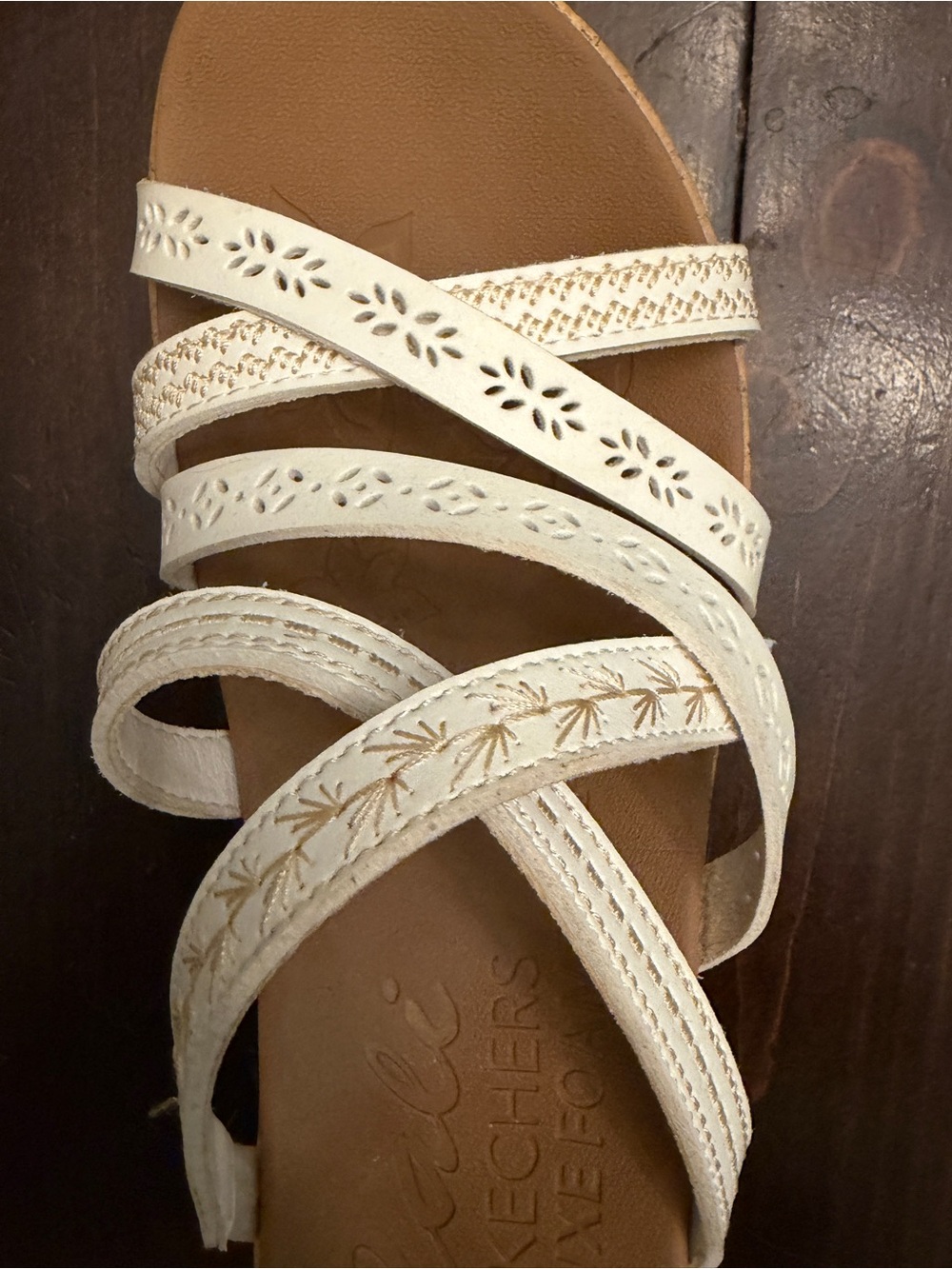 Skechers Women's Cali Beverlee Tiger Posse White Multi-Strap Slide Sandals - Picture 5 of 6